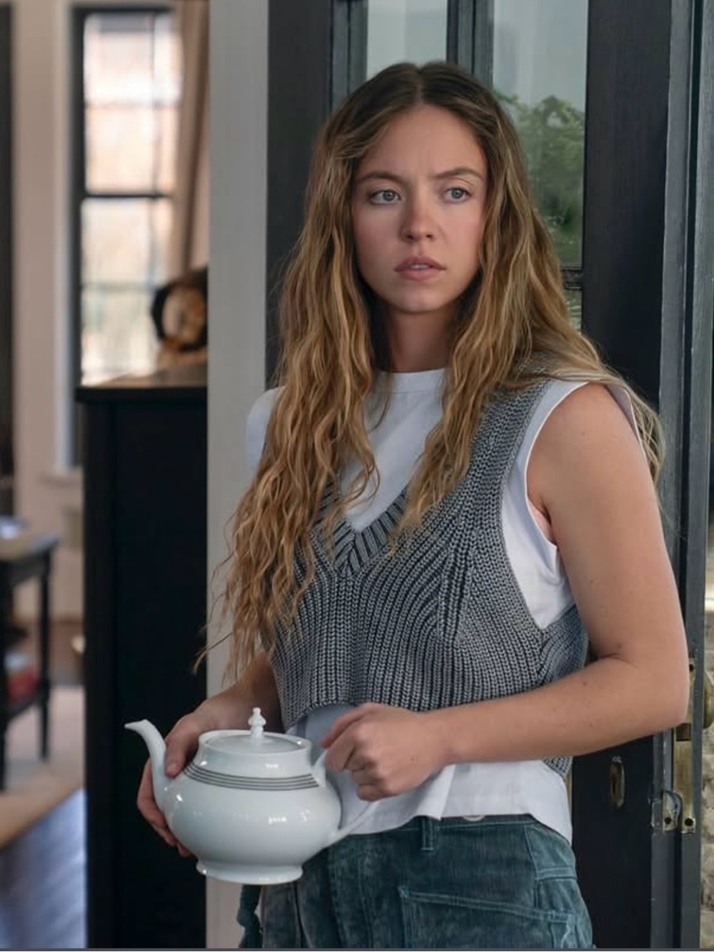 Anthropologie Gray Cropped Knit Vest